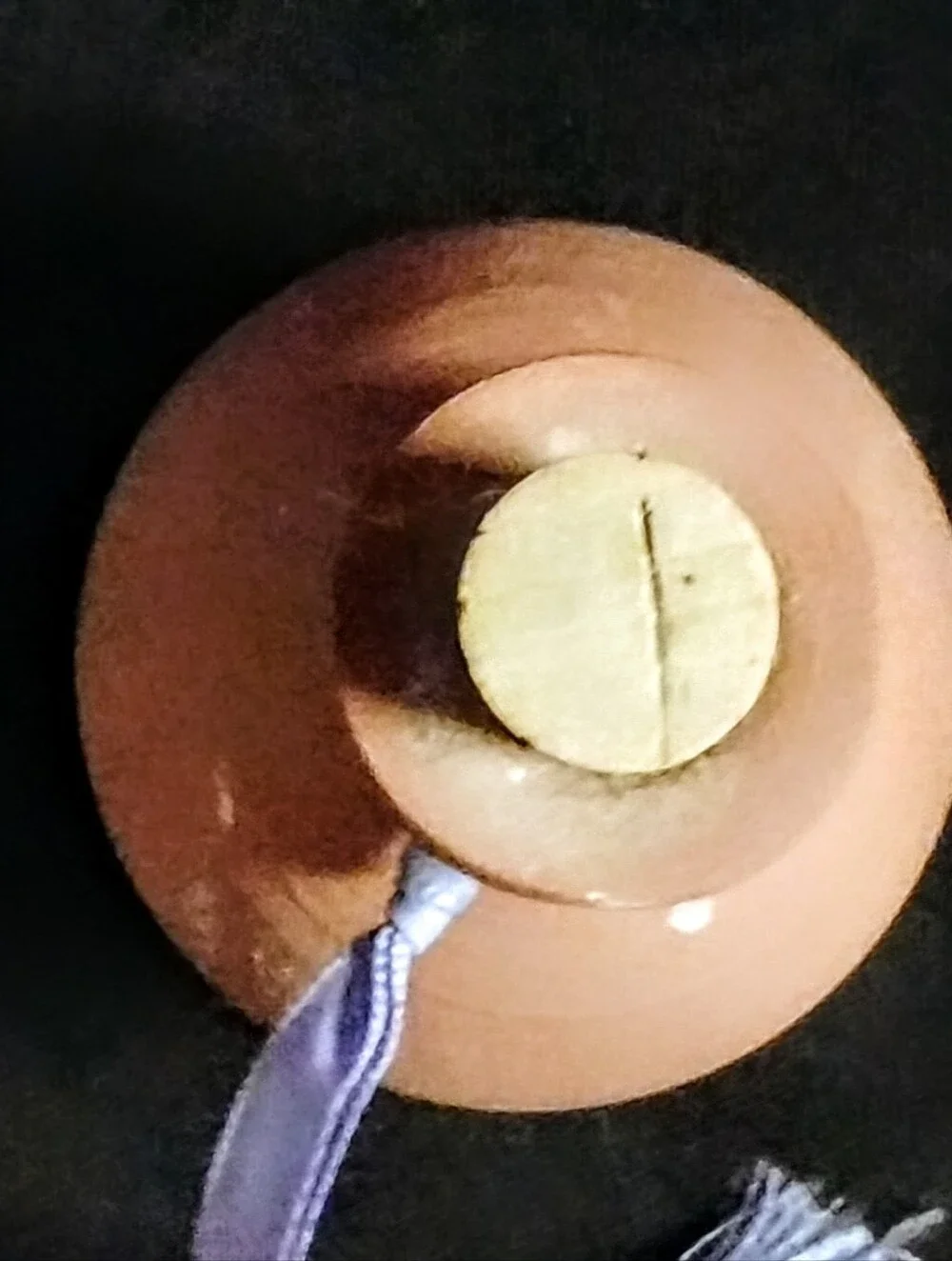 Vintage Handmade Terracotta Miniature Pottery Vessel With Cork & Lavender Ribbon